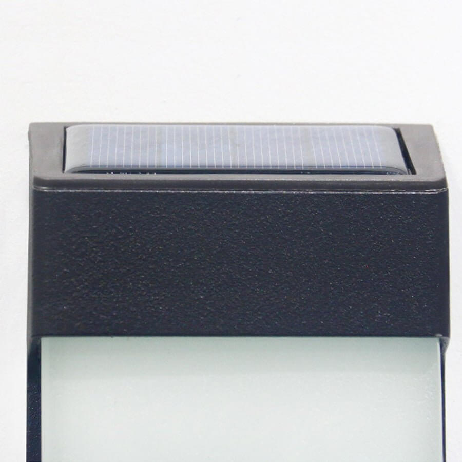 set of 2 contemporary solar led wall lights with durable glass for outdoor gardens