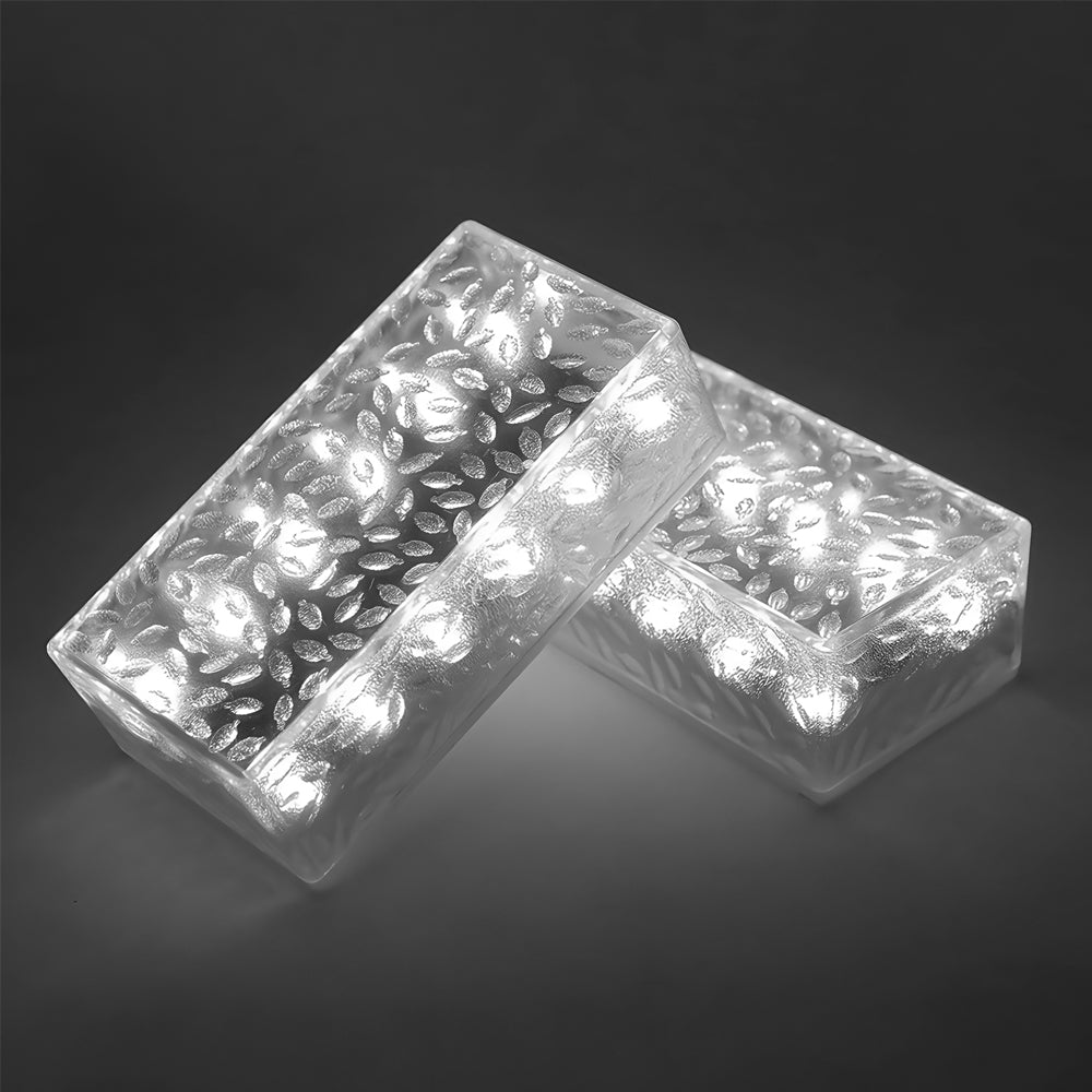 set of 2 solar led brick lights 10 hours of maximum illumination for modern outdoor steps and decks rectangular design