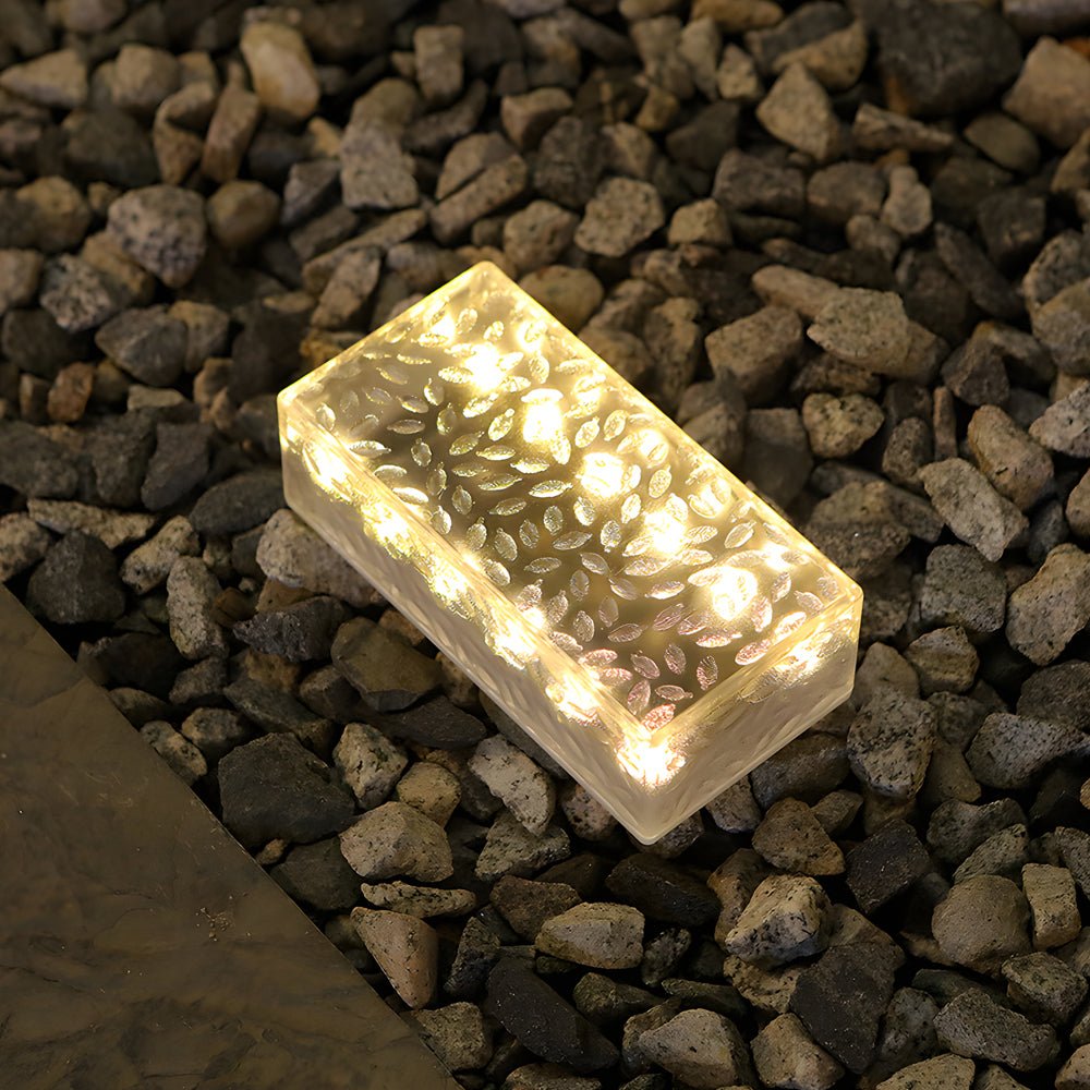 set of 2 solar led brick lights 10 hours of maximum illumination for modern outdoor steps and decks rectangular design