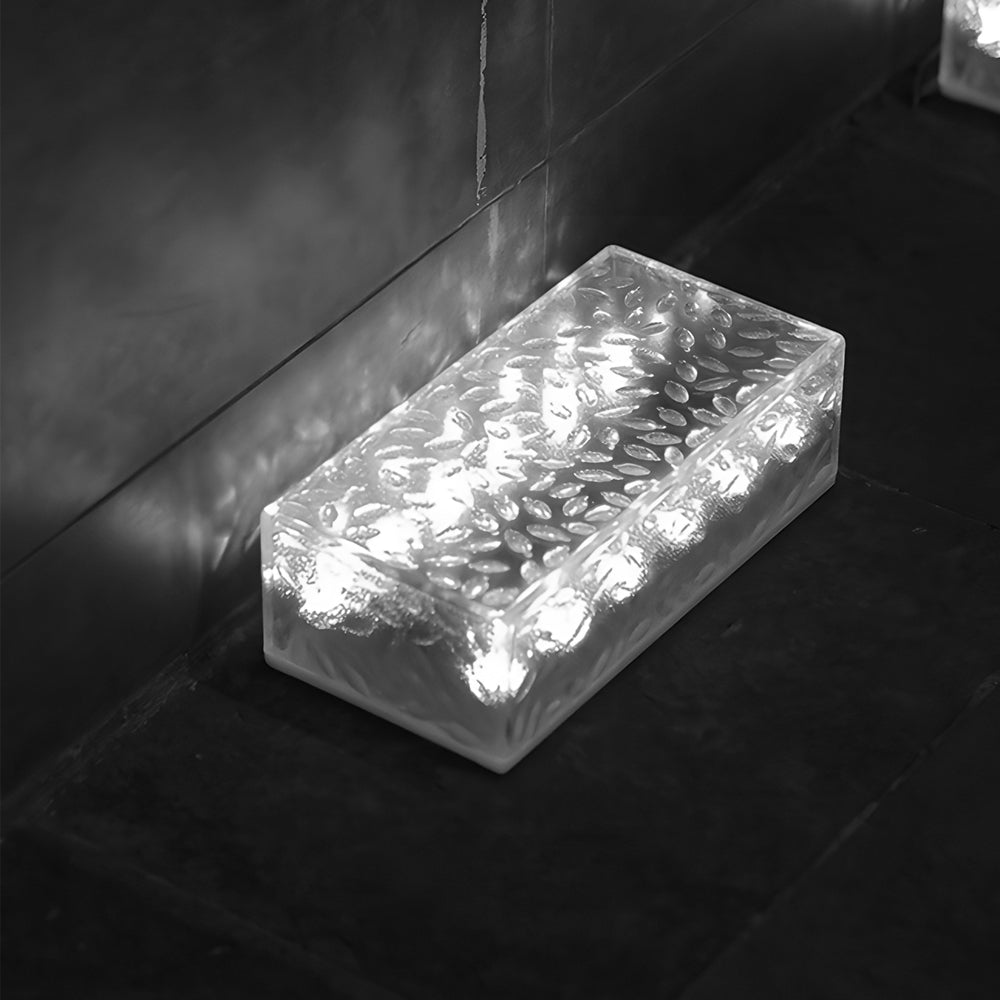 set of 2 solar led brick lights 10 hours of maximum illumination for modern outdoor steps and decks rectangular design
