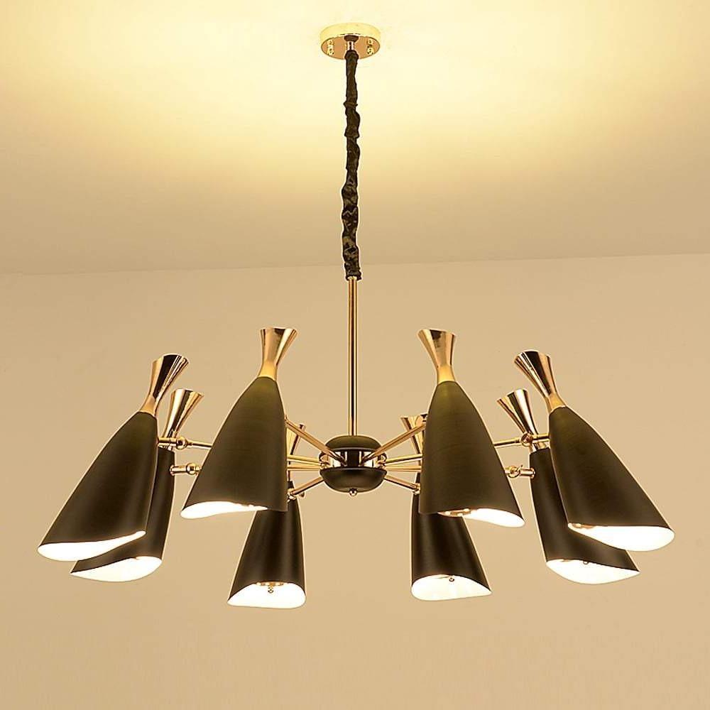 8-Light Candle-Style Chandelier — Electroplated Metal, E26/E27/G9, 40" Diameter, Black or White