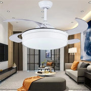 Nordic Retractable Ceiling Fan with Lights - 15/19-Inch Round Drum Shape LED Design Luxe