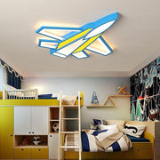 Cartoon Airplane LED Flush-Mount Ceiling Light — Metal & Acrylic, Tri-Color Dimming, Remote Control, Kids' Room