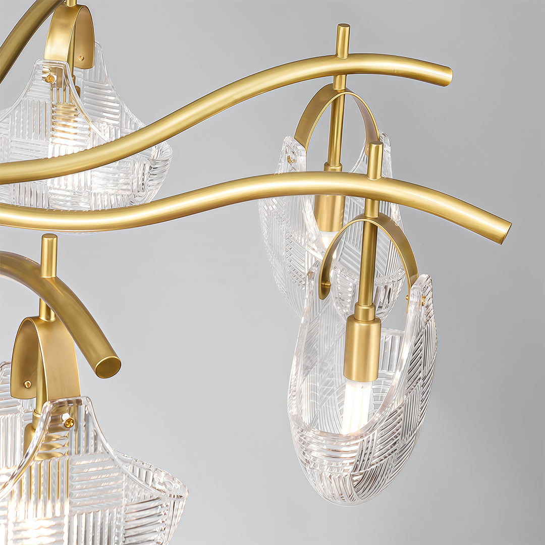 Shell Chandelier — Seashell Glass Shades, Full Copper Frame, G9, 3/7/9/16-Light, Copper / Chrome / Black
