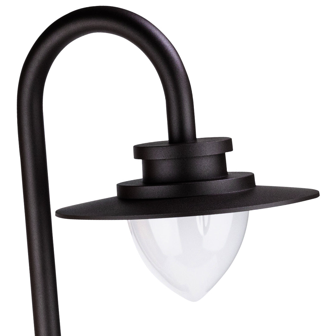 Minimalist Gooseneck Path Light — Die-Cast Aluminum, Matte Black, CREE-COB 8W LED, 3000K, IP65, 80cm
