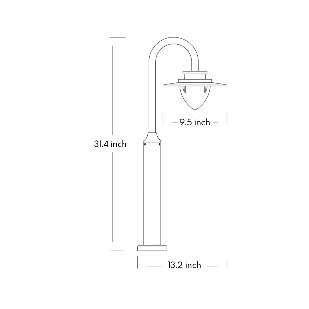 Minimalist Gooseneck Path Light — Die-Cast Aluminum, Matte Black, CREE-COB 8W LED, 3000K, IP65, 80cm