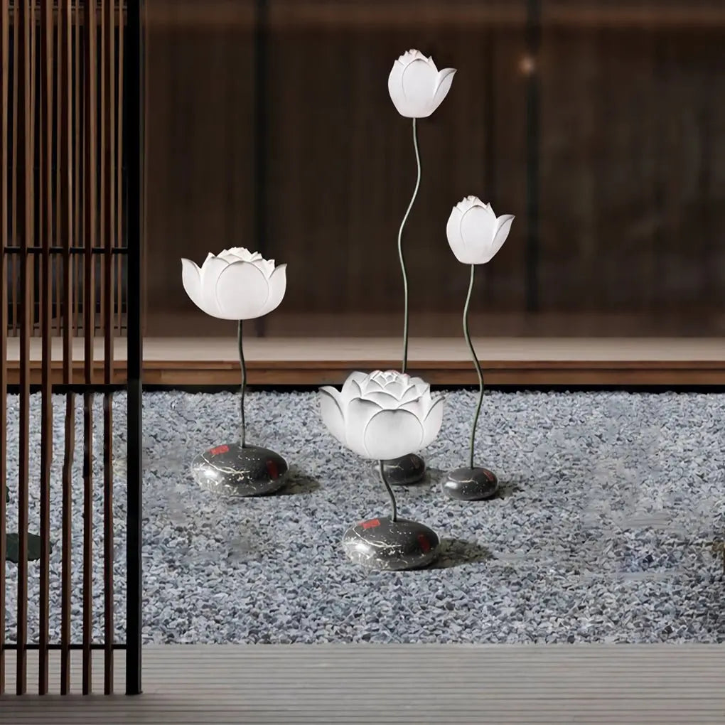 Short Elegant Lotus Aesthetics LED Flower Floor Lamp Luxe