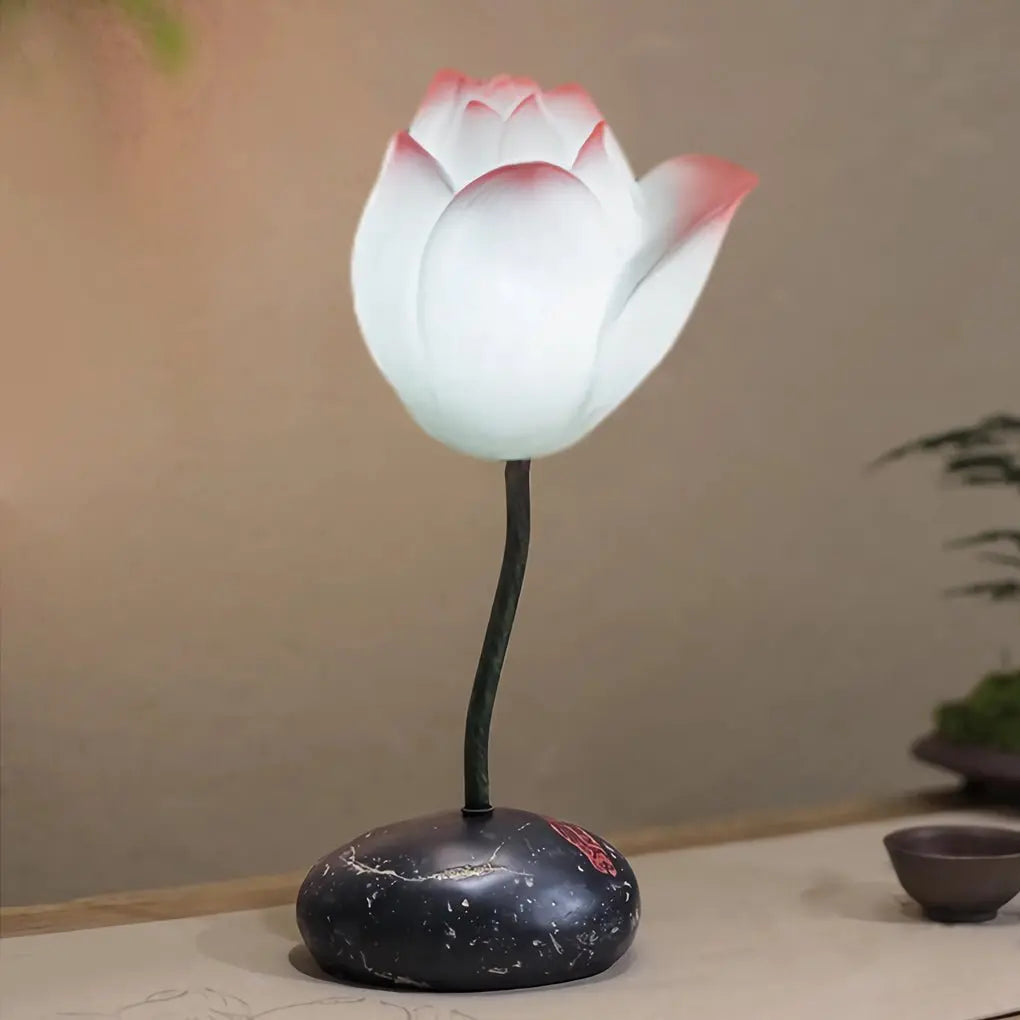 Short Elegant Lotus Aesthetics LED Flower Floor Lamp Luxe