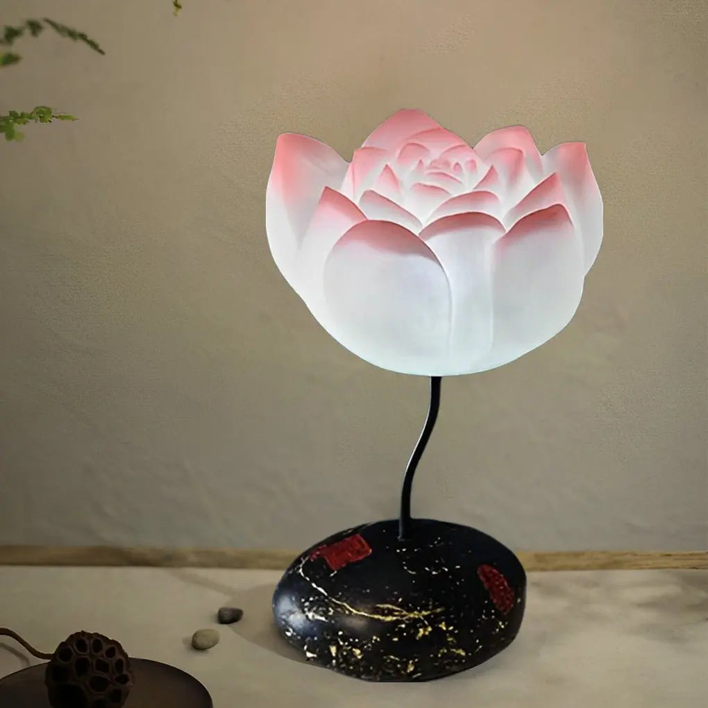 Short Elegant Lotus Aesthetics LED Flower Floor Lamp Luxe