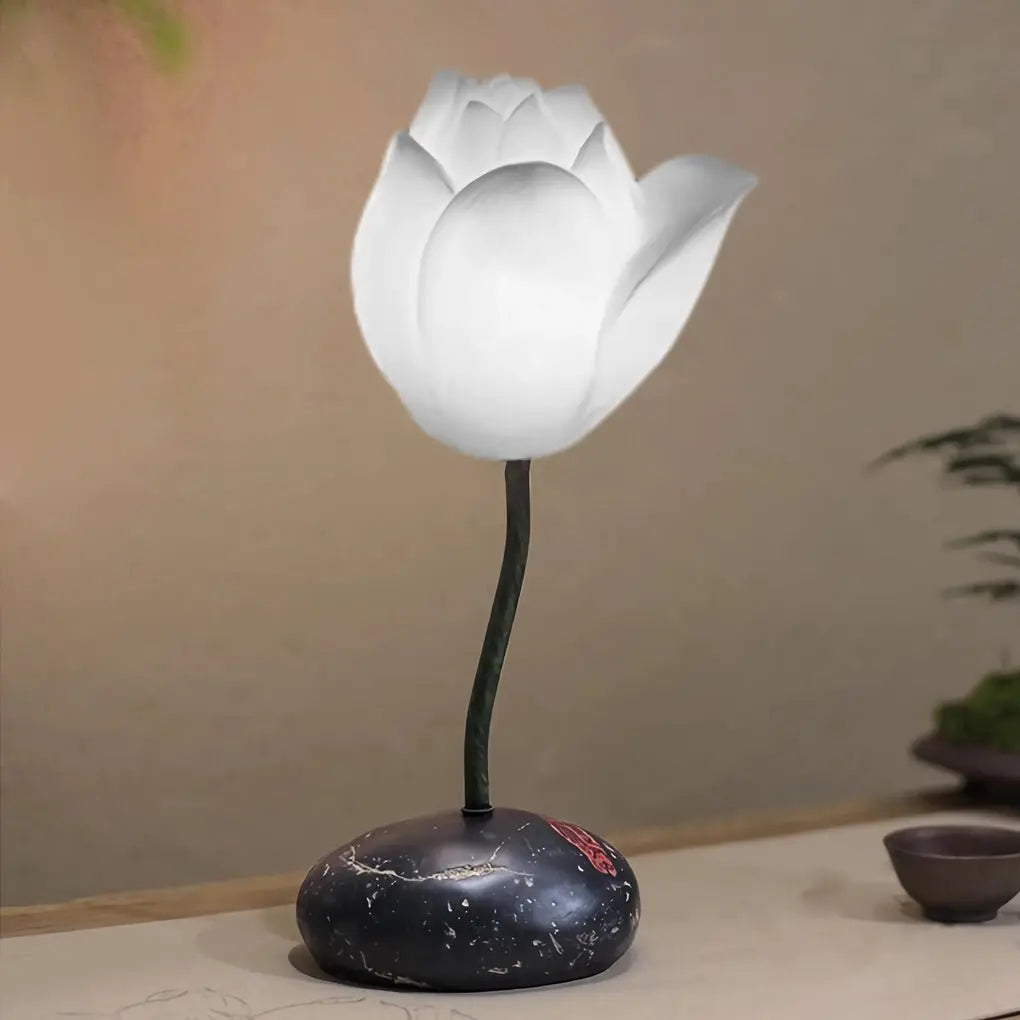 Short Elegant Lotus Aesthetics LED Flower Floor Lamp Luxe