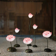 Short Elegant Lotus Aesthetics LED Flower Floor Lamp Luxe