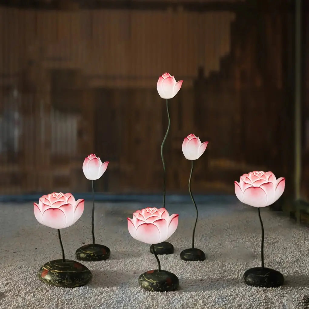 Short Elegant Lotus Aesthetics LED Flower Floor Lamp Luxe
