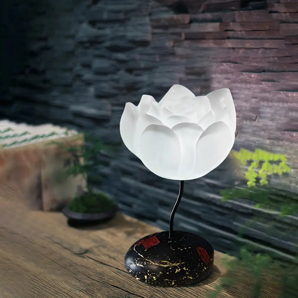 Short Elegant Lotus Aesthetics LED Flower Floor Lamp Luxe
