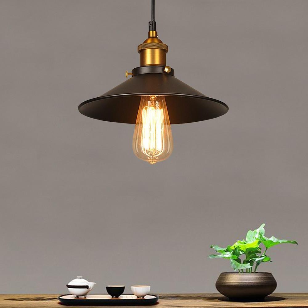 Cone Mini Pendant Light — Black & White Metal, Industrial, Adjustable 47" Cord, LED Compatible