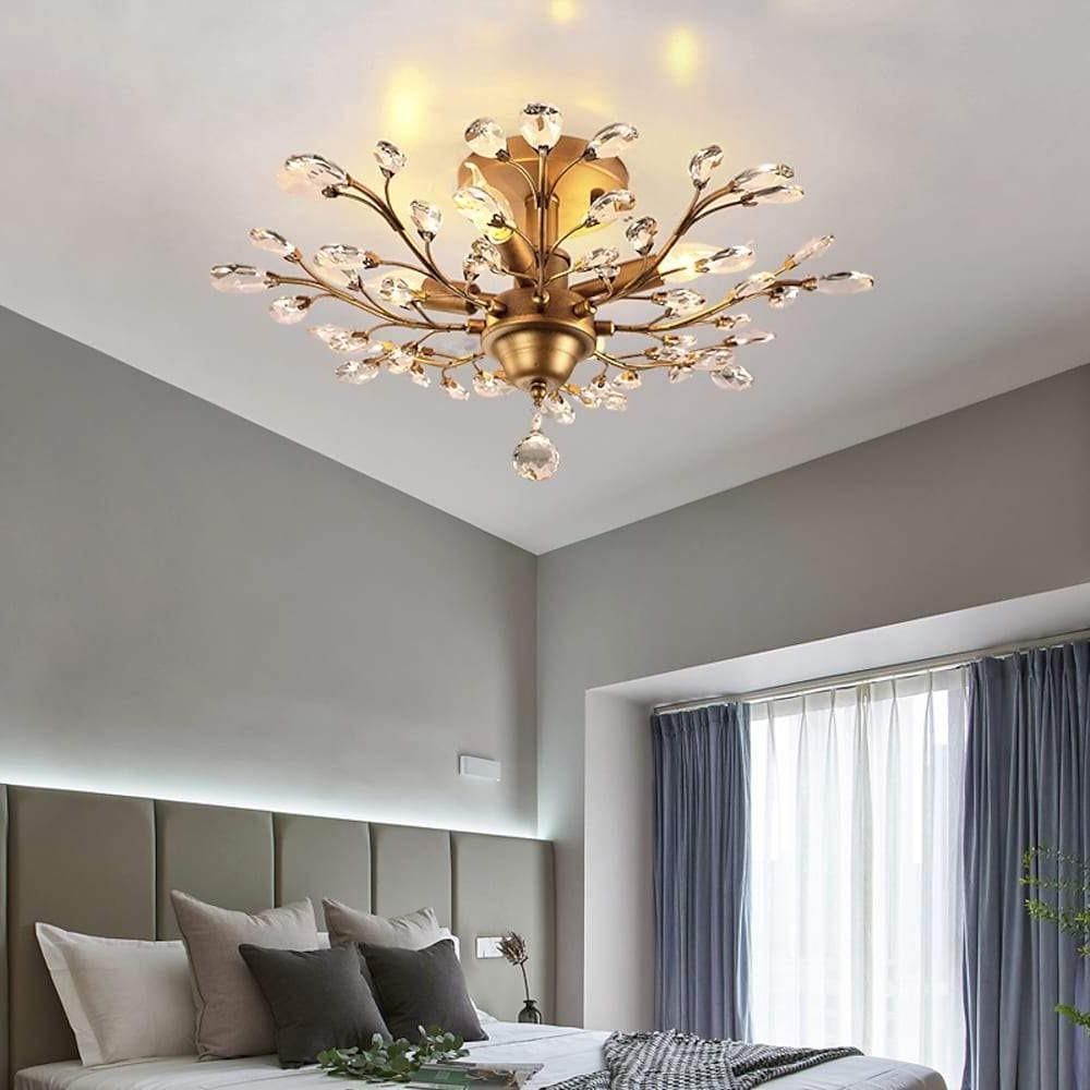 Crystal Flower Chandelier — Metal, Clear Crystal, E12/E14 LED, 4-, 5-, or 6-Light, 24" Diameter