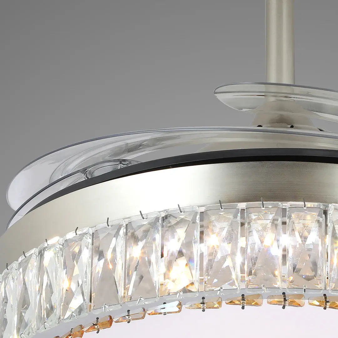 Luxury Nickel Crystal Ceiling Fan with Remote-Controlled Light Luxe