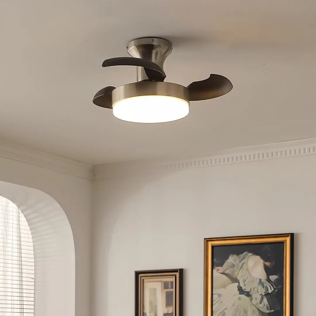 French Retro 3-Blade Silver Ceiling Fan with Light and Hardware Luxe