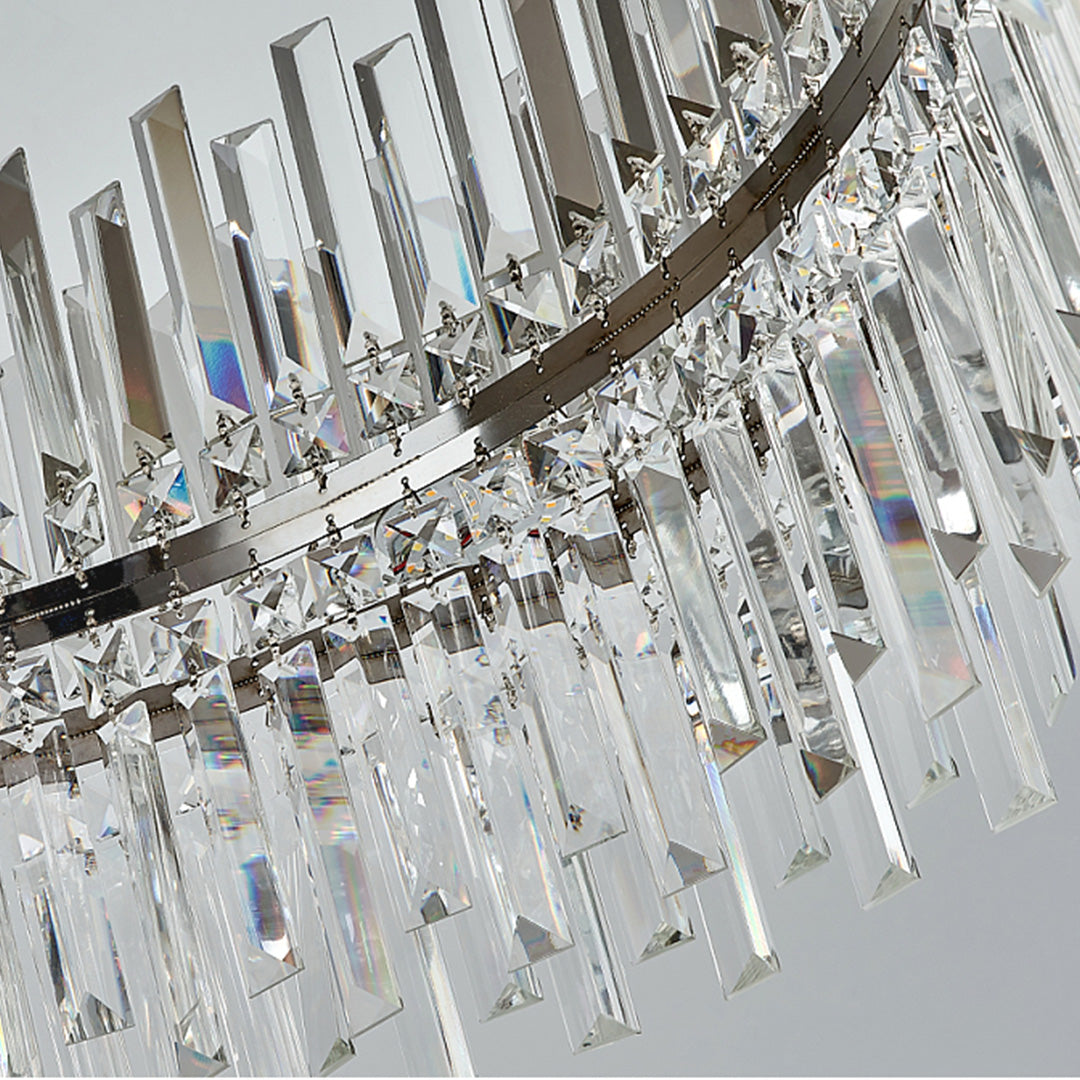 Minimalist Round Crystal Flush Mount — Stainless Steel, K9 Crystal, 3-Step Dimming, E14, 19.7"–31.5"
