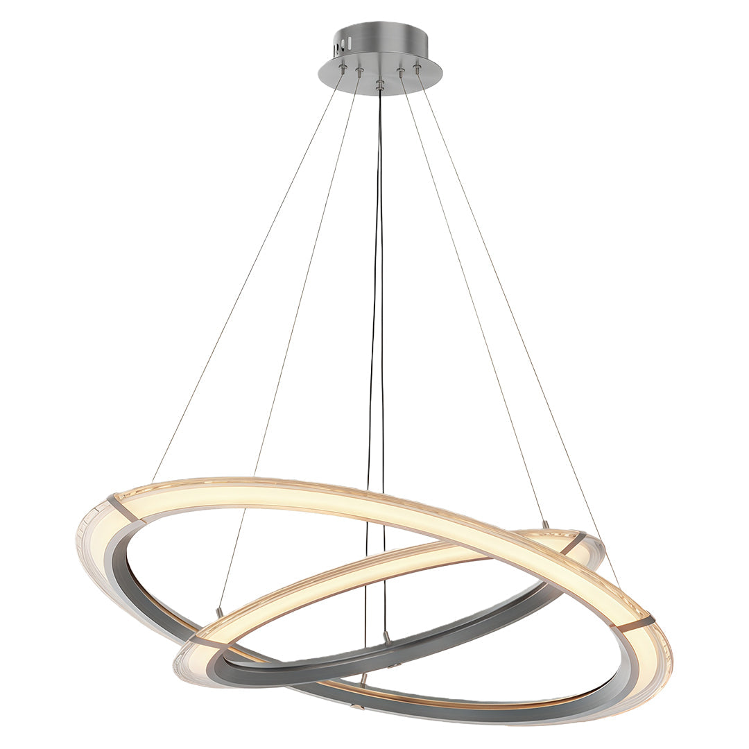 Modern Round Ring Chandelier — Aluminum, LED, Three-Color Dimming (3000K/4500K/6000K), Single, Double, or Triple-Head