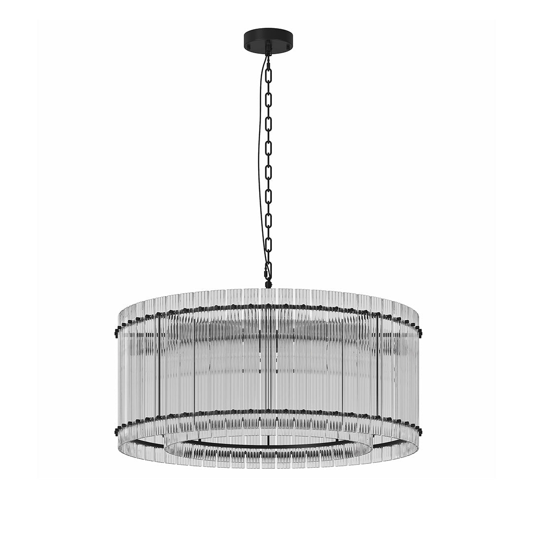 Iron and Glass Chandelier — Black or Copper Finish, 8-Light / 10-Light, 59.1" Adjustable Chain, E12