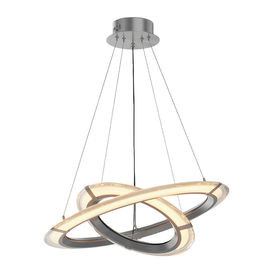 Modern Round Ring Chandelier — Aluminum, LED, Three-Color Dimming (3000K/4500K/6000K), Single, Double, or Triple-Head