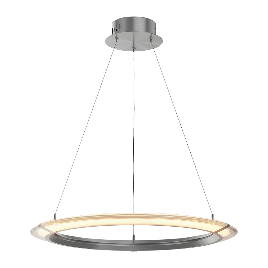 Modern Round Ring Chandelier — Aluminum, LED, Three-Color Dimming (3000K/4500K/6000K), Single, Double, or Triple-Head