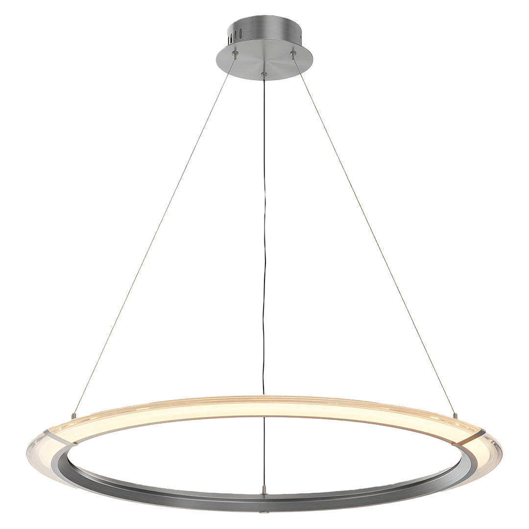 Modern Round Ring Chandelier — Aluminum, LED, Three-Color Dimming (3000K/4500K/6000K), Single, Double, or Triple-Head