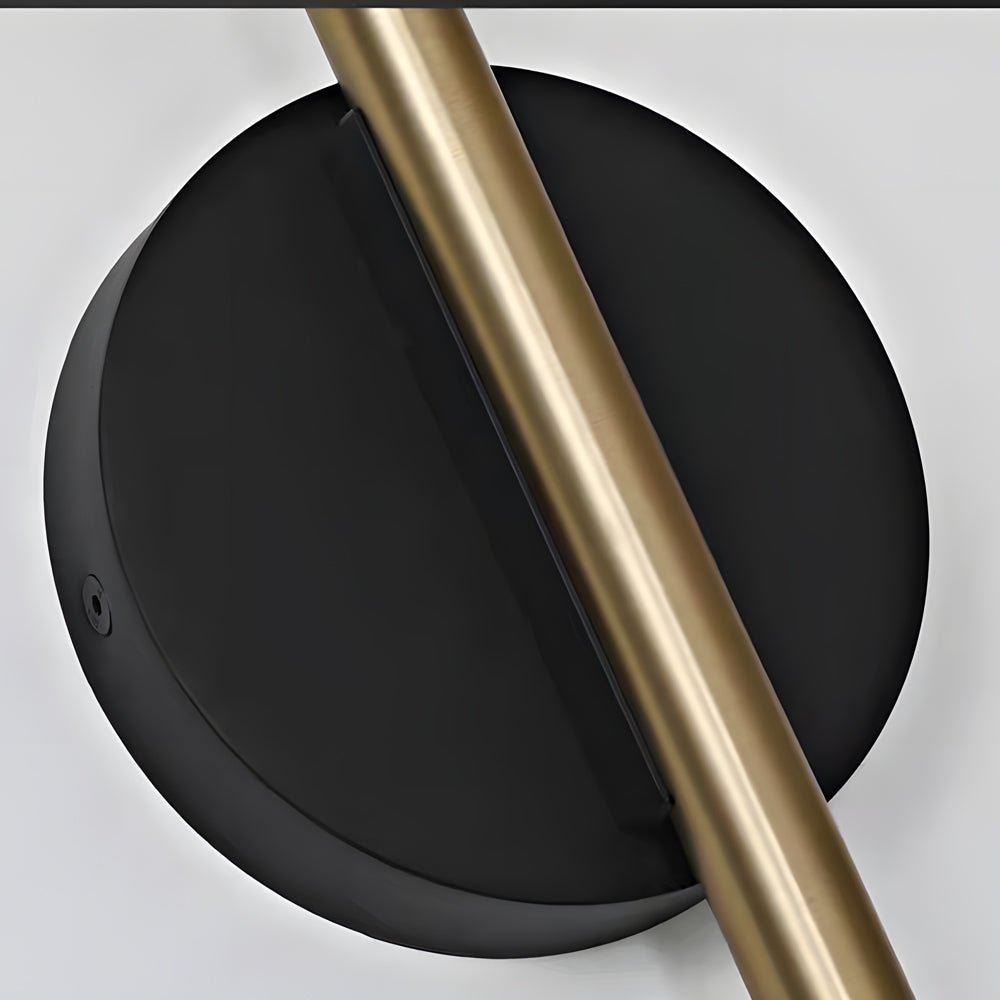 Adjustable Round LED Wall Sconce — Aluminum, Black + Gold, 12W 3000K, 150°/350° Swivel, Hardwired