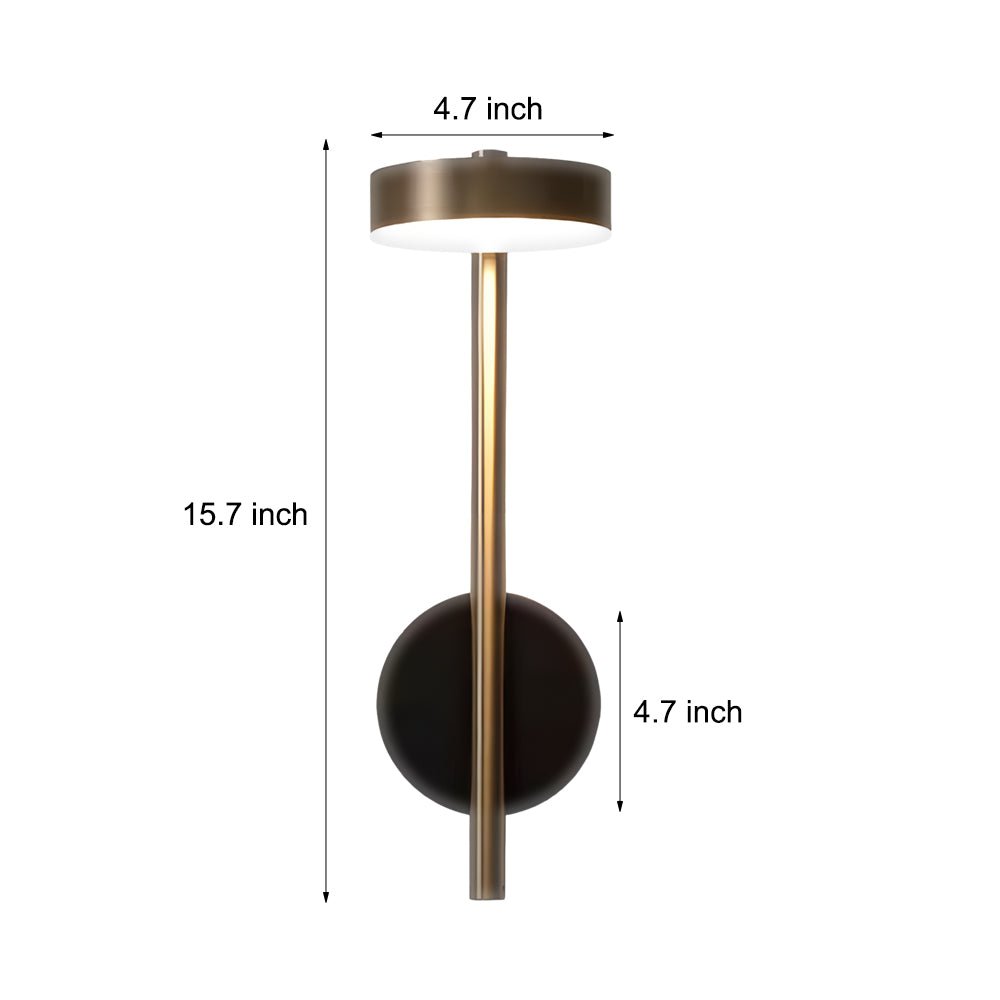 Adjustable Round LED Wall Sconce — Aluminum, Black + Gold, 12W 3000K, 150°/350° Swivel, Hardwired