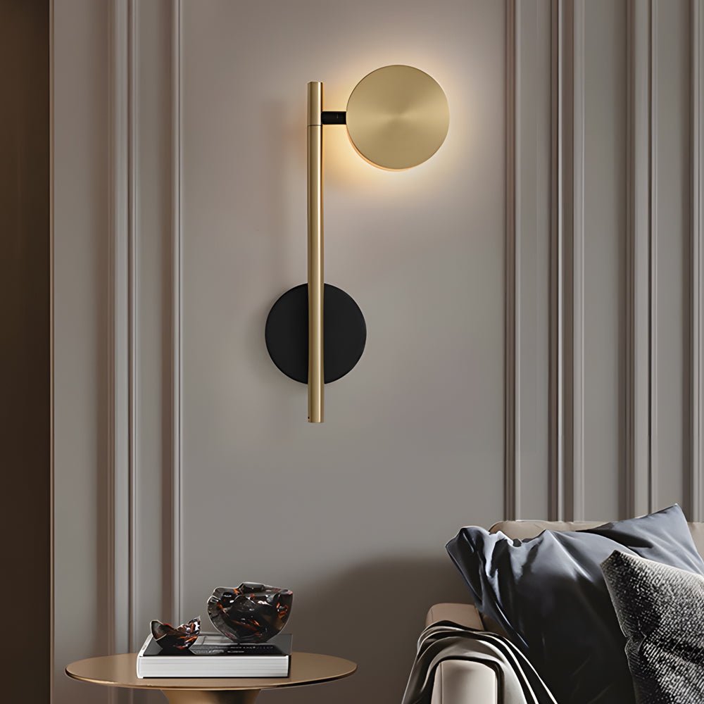 Adjustable Round LED Wall Sconce — Aluminum, Black + Gold, 12W 3000K, 150°/350° Swivel, Hardwired