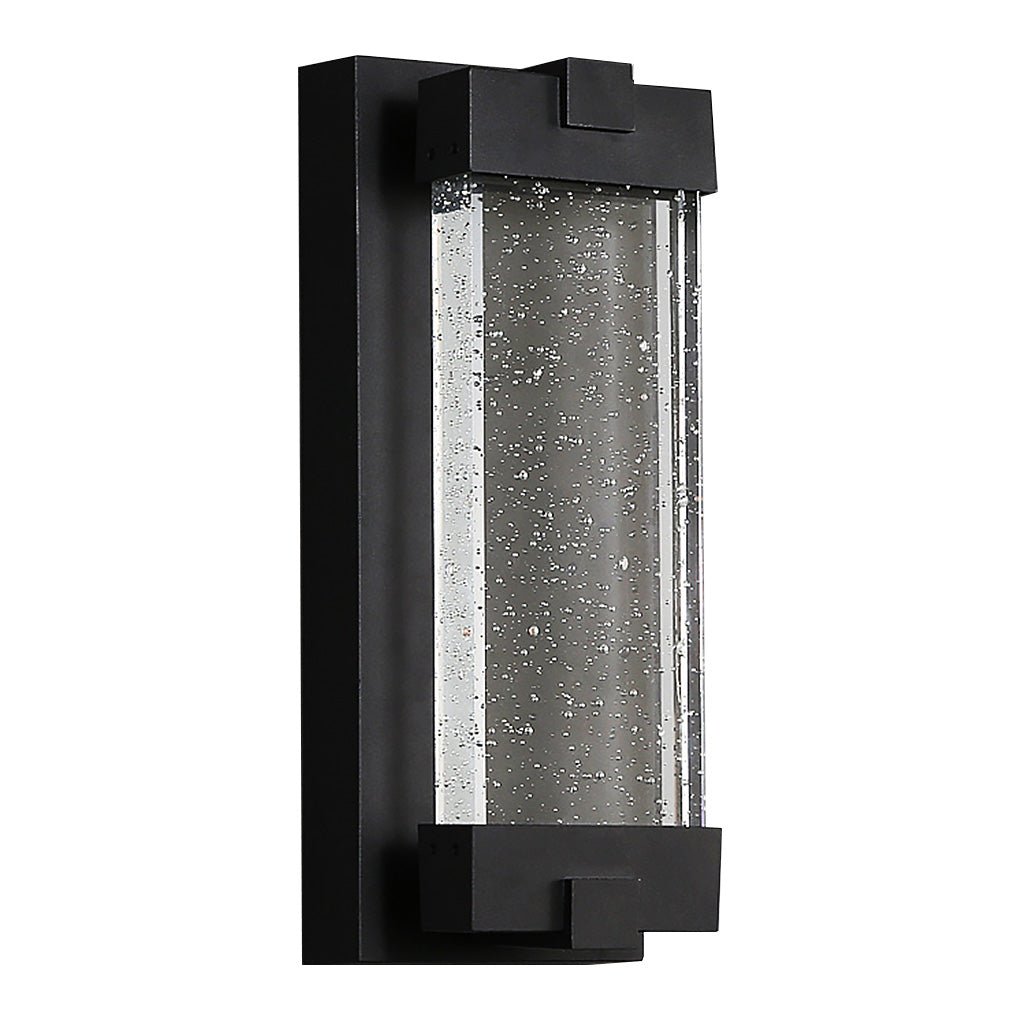 Rectangular Bubble Crystal Outdoor Wall Sconce — Black Die-Cast Aluminum, COB, Waterproof