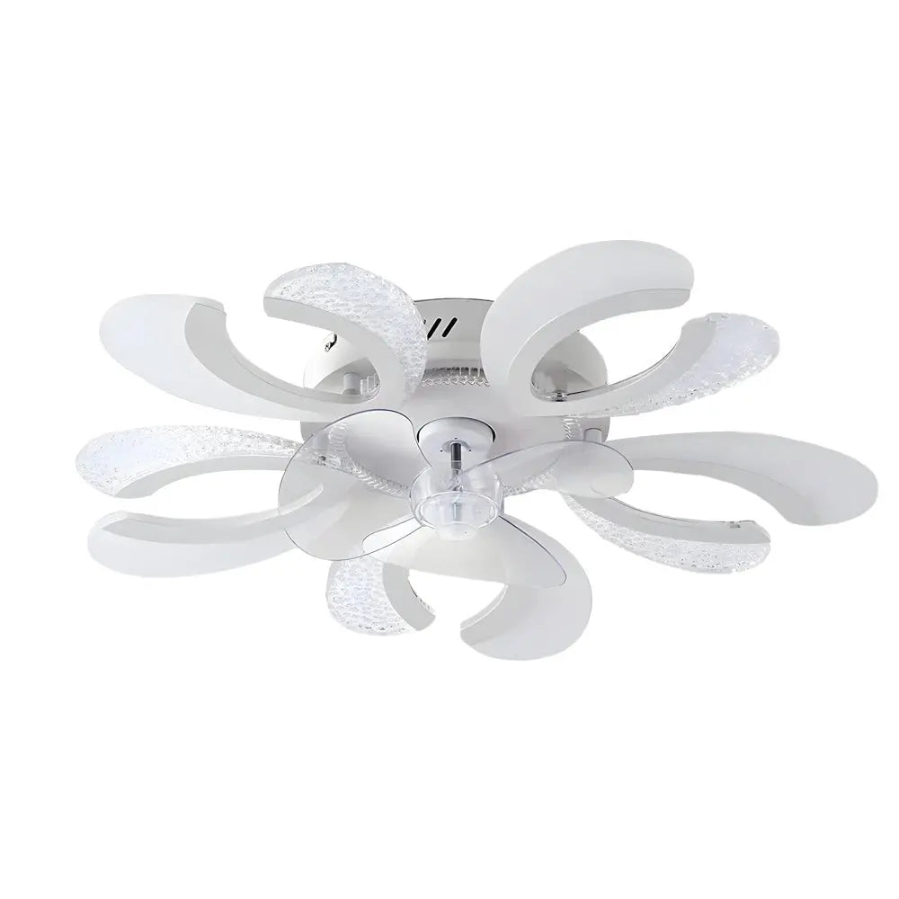 Modern Ceiling Fan Light with Simple Flower Design, Mute Timing, and Stepless Dimming Luxe