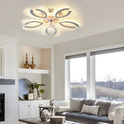 Modern Ceiling Fan Light with Simple Flower Design, Mute Timing, and Stepless Dimming Luxe
