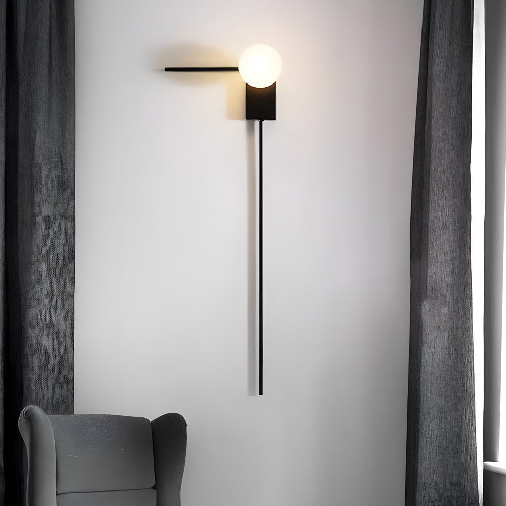 Glass Ball Linear Wall Sconce — Iron and Glass, Modern Minimalist, Hardwired, 3000K Warm White