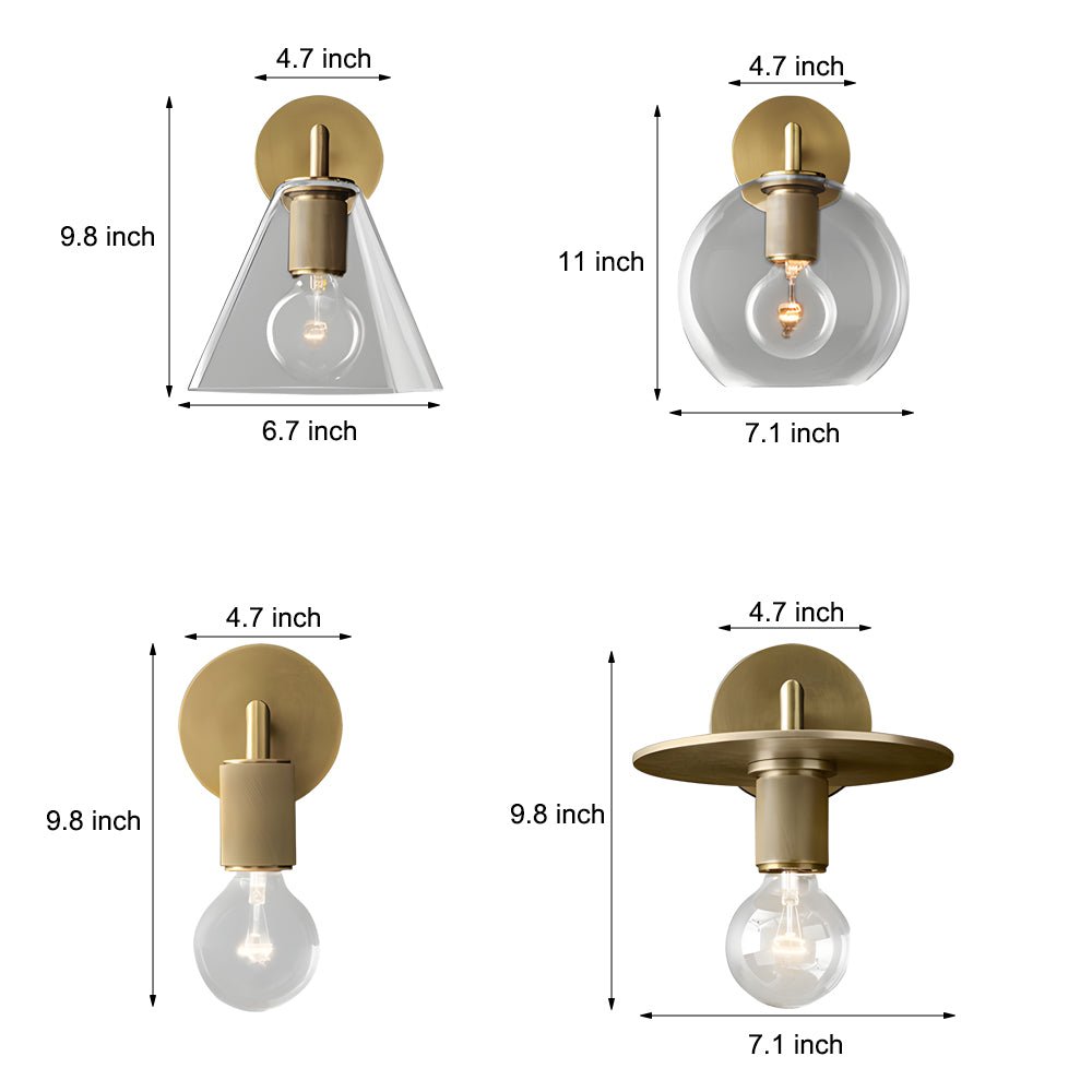 Postmodern Wall Sconce — Glass Shade, Hardwired, LED, 3000K Warm White, Multiple Shade Shapes