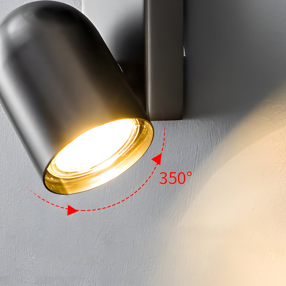 Modern Cylinder Up/Down Wall Sconce — Iron and Glass, Adjustable 350°, GU10, Gray or Red Copper