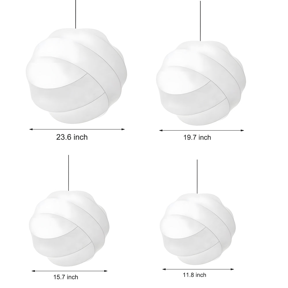 Wabi-Sabi Silk Fabric Ball Chandelier — Iron, Minimalist, 3000K LED, Available in 4 Sizes