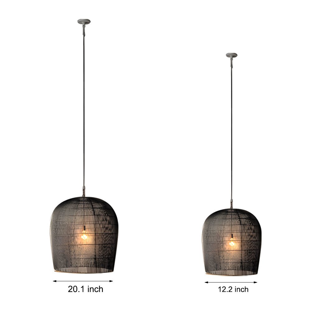 Wabi-Sabi Zen Lantern Chandelier — Woven Iron, Handcrafted, E27, 3000K Warm White, 12.2" or 20.1"