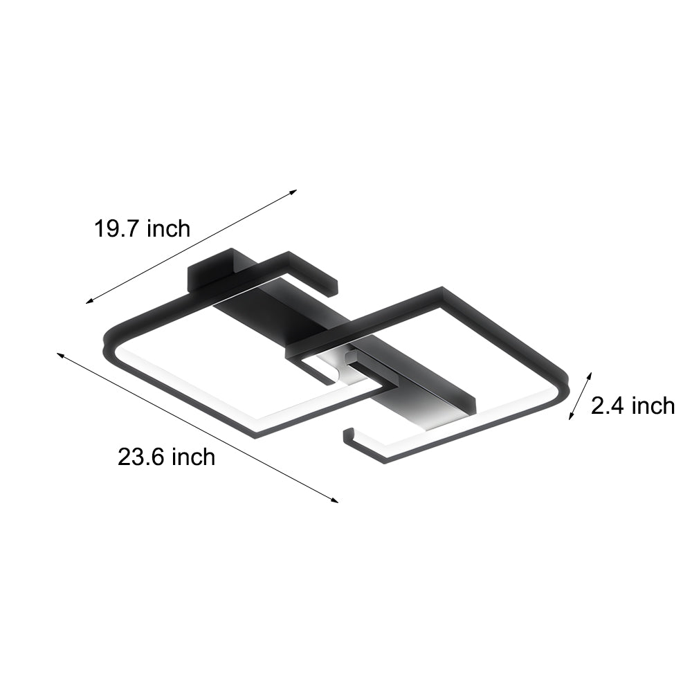 Modern Black LED Ceiling Lights with Simple Lines Square Frame and 3-Step Dimming