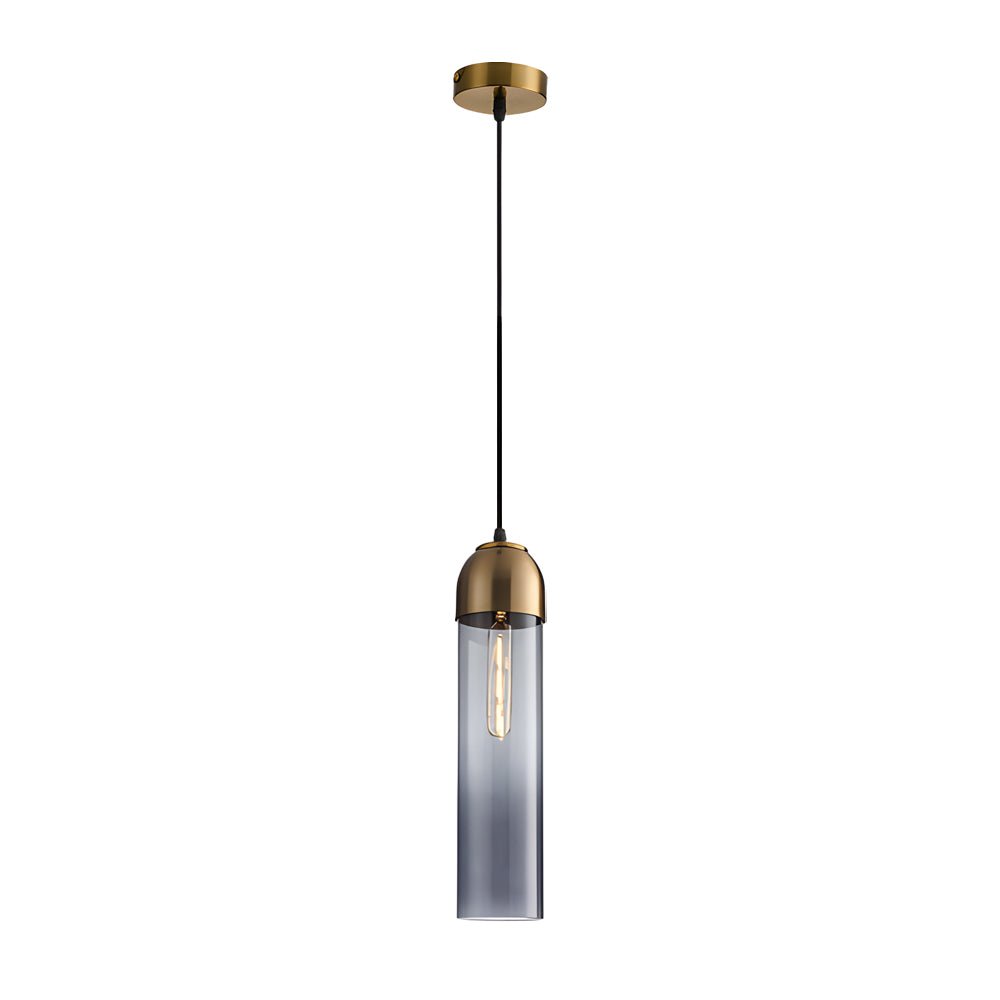 Long Tube Glass Bottle Mini Pendant — Modern, LED 3000K Warm White, Hardwired, 3.9" × 15.7"