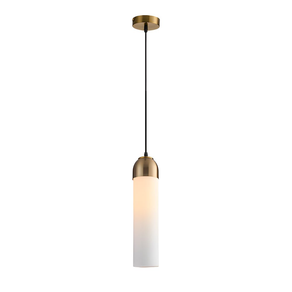 Long Tube Glass Bottle Mini Pendant — Modern, LED 3000K Warm White, Hardwired, 3.9" × 15.7"