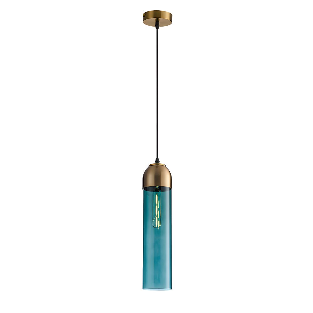 Long Tube Glass Bottle Mini Pendant — Modern, LED 3000K Warm White, Hardwired, 3.9" × 15.7"