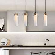 Long Tube Glass Bottle Mini Pendant — Modern, LED 3000K Warm White, Hardwired, 3.9" × 15.7"