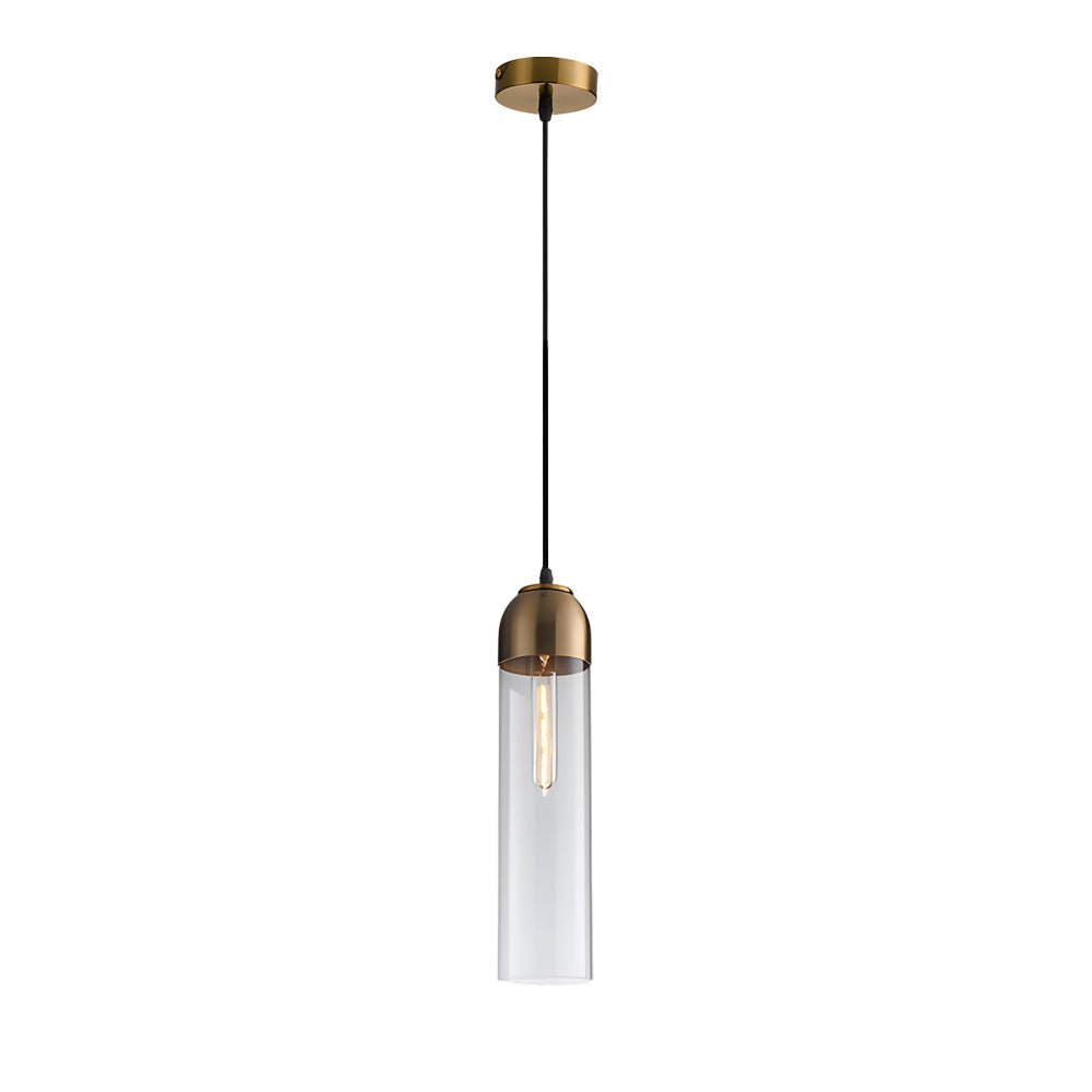 Long Tube Glass Bottle Mini Pendant — Modern, LED 3000K Warm White, Hardwired, 3.9" × 15.7"