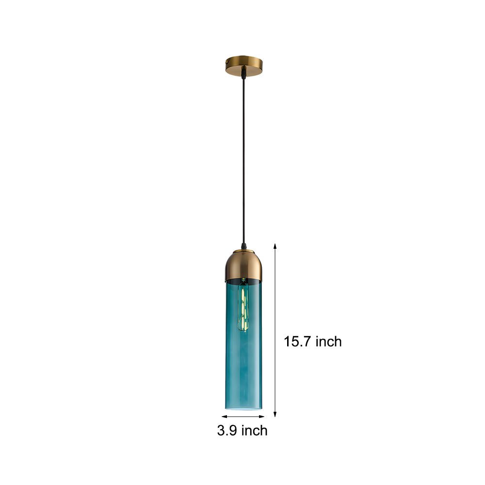 Long Tube Glass Bottle Mini Pendant — Modern, LED 3000K Warm White, Hardwired, 3.9" × 15.7"