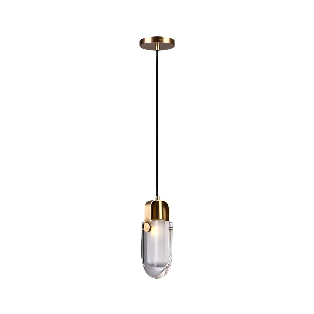 Modern Crystal Mini Pendant — Copper Finish, E14, 3-Step Dimming, 59" Adjustable Cord