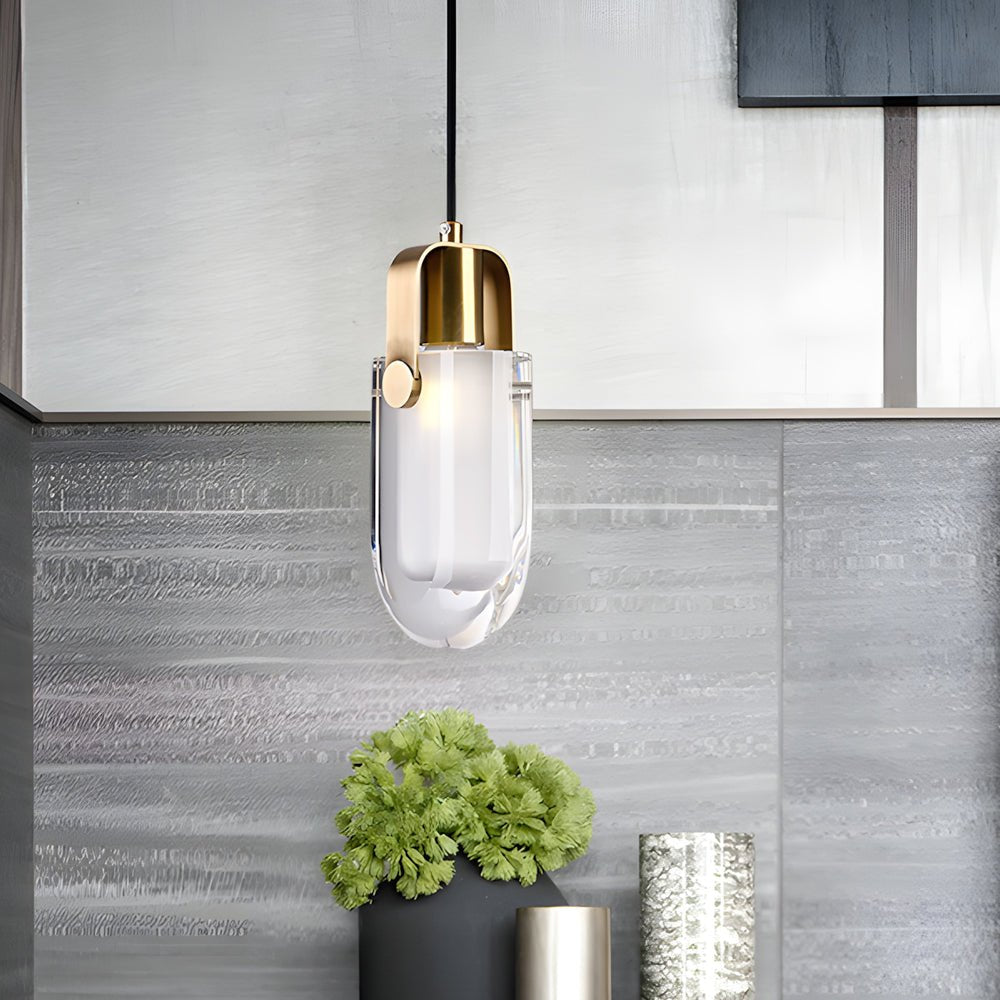 Modern Crystal Mini Pendant — Copper Finish, E14, 3-Step Dimming, 59" Adjustable Cord