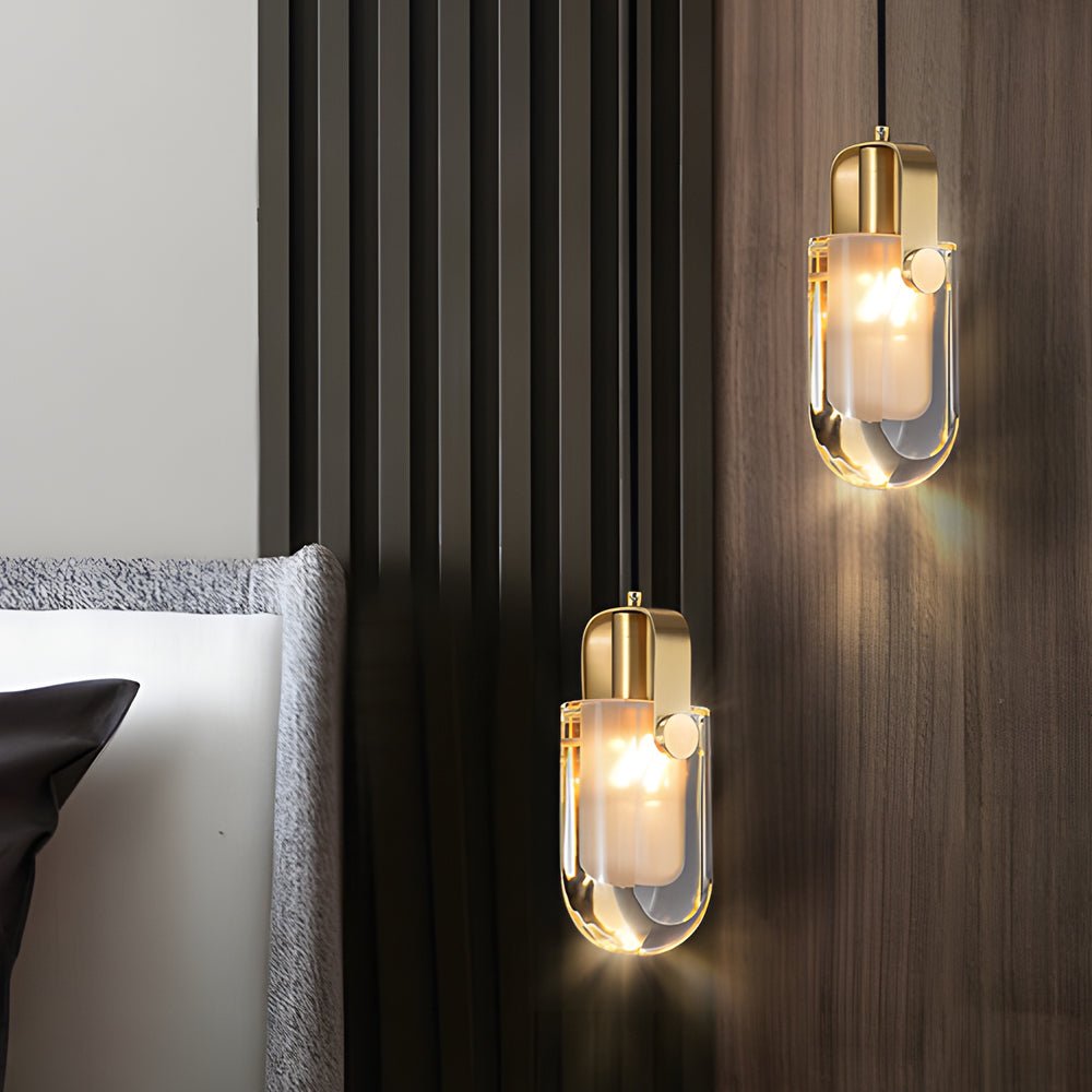Modern Crystal Mini Pendant — Copper Finish, E14, 3-Step Dimming, 59" Adjustable Cord
