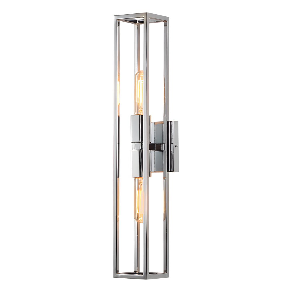 Rectangular Up/Down Wall Sconce — Metal Frame, Glass Shade, E27, 2-Light, 3000K