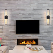 Rectangular Up/Down Wall Sconce — Metal Frame, Glass Shade, E27, 2-Light, 3000K